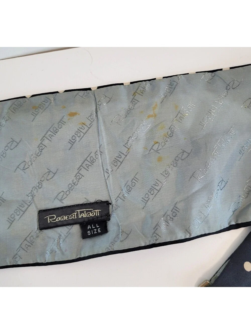 Robert Talbott Men's Silk Cummerbund & Bow Tie Set Navy Polka Dot Formal Tuxedo